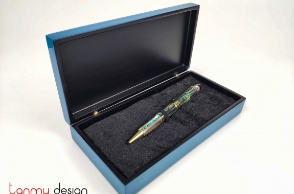 Blue pen box with dragonfly, pen included / size L 10*20*H5 cm